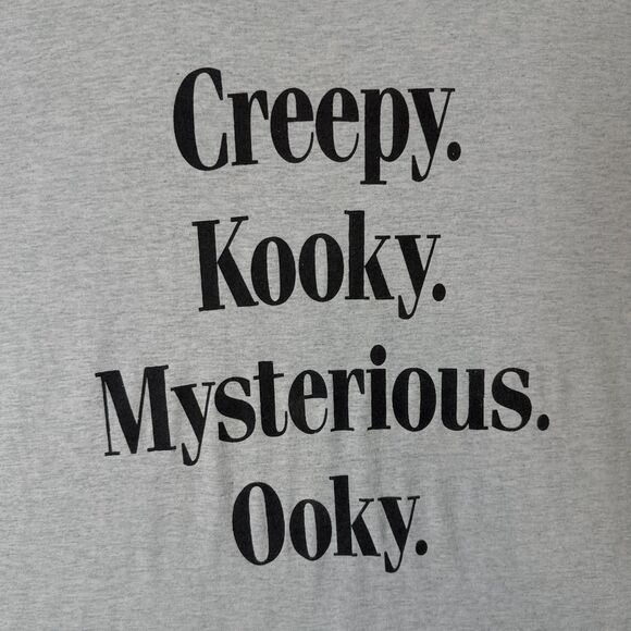 Vintage The Adams Family Block Buster Movie Promo Gray Short Sleeve Size X-Large - Picture 2 of 7